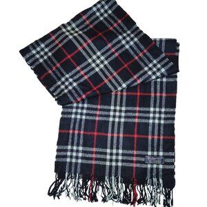 Vintage Burberry Black Red Gray Plaid Fall Winter Luxury Outdoor Scarf Scarves